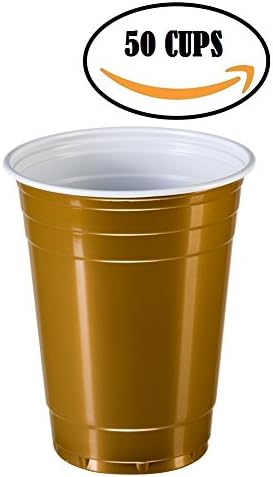 Goodtimes Big Party Pack 50 Count Disposable Plastic Cups, 16-Ounce (Gold)