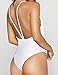Women Monokini Swimsuits One Piece Bathing Suit Deep V Stylish Backless String (S, White)