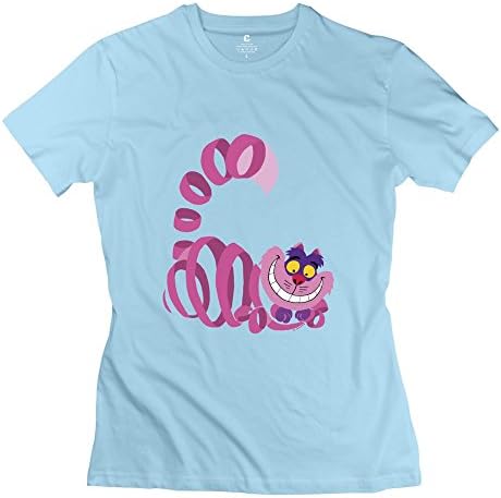 HEJX Cheshire Cat Smile Photo Women Short Sleeve T-Shirt SkyBlue US Size M
