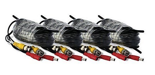 Zmodo 4 Camera A/V Cables + Power Kit (4 x W-VP1018 + 1 x PAC-1-4 + 1 x TS-A018-120015A8)
