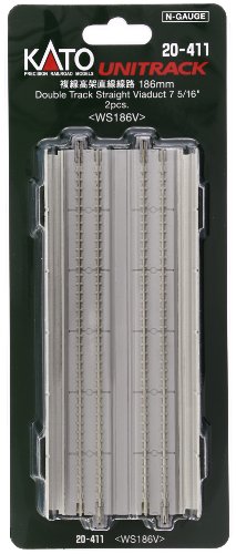 Kato Kat20411 N 186Mm 7-5/16" Straight Dbl Viaduct Concrete (2)