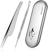 BEZOX Blackhead Tweezer and Acne Needle - Surgical Grade Stainless Steel Comedone Extractor Kit B...
