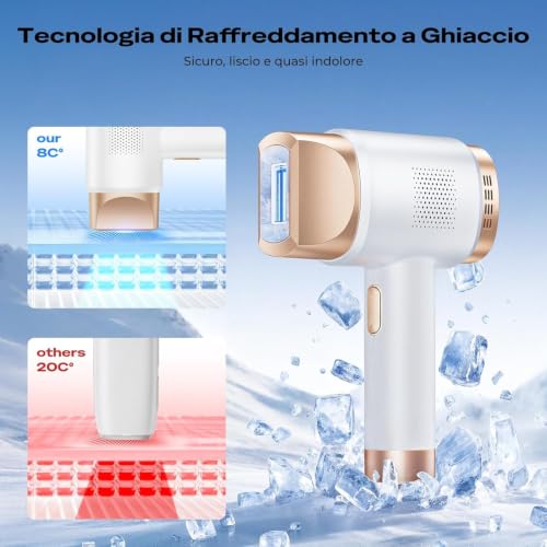 21J Pulsed Light Epilator with Ice Cooling 8 ° C, 9 Levels Laser Epilator and Red Light 600 NM, Touchscreen Pulsed Light Epilator for Men, Women, Face, Arms, Bikini Area, Body