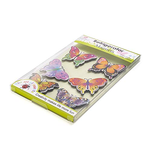 SUPCOOKI 6pcs Beautiful Glass Refrigerator Magnets Funny Fridge Stickers Magnet Fun Butterfly Home Decoration Funny for Office Cabinets Whiteboards Decorative Photo Abstract