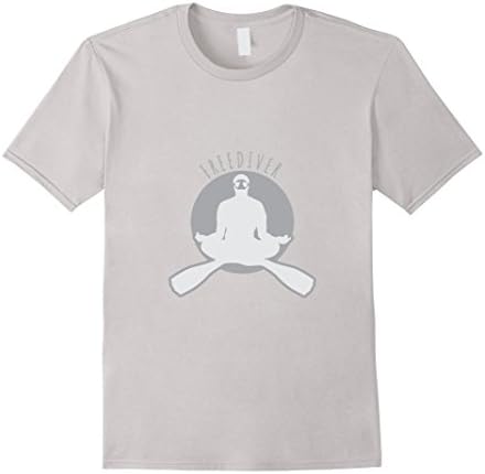 Mens Zen Freediver T-shirt Meditating Diver Tee Medium Silver