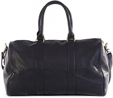 Fashion Faux Leather Weekend Bag Black Holdall Travel Bag for Men