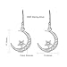 Sterling Silver Round Cubic Zirconia Crescent Moon & Star Dangle Earrings Star Jewelry for Women Mom