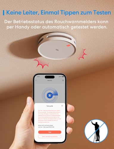 Meross Matte Smoke Detector Networked, Smart Fire Alarm WLAN with Dual Light Sensor, Fire Alarm with App Warning Message, Compatible with Home Assistant, HomeKit, Alexa, 33 mm, with MSH450 Hub, Pack