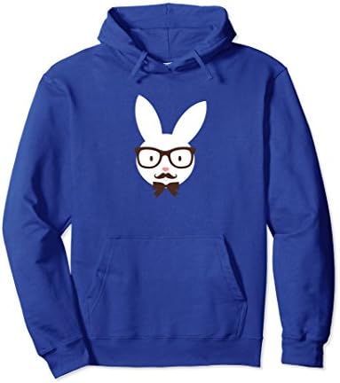 Unisex Dapper Easter Bunny Wearing Glasses Hoodie XL: Royal Blue