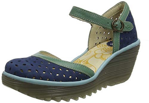 Fly London YVEN029FLY, Women’s Closed Toe Heels, Blue (Blue/Jade Green/Pale Blue 009), 7 (40 EU)