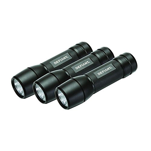3pk Defiant 80 Lumen LED Flashlights & 9 AAA Batteries Included, Compact Lightweight, 4.25