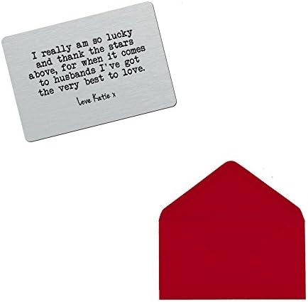 Personalised Husband Love Metal Sentimental Keepsake Gift Credit Card Sized Wallet/Purse Card Valentines Day Birthday Christmas (No Heart Cut Out)