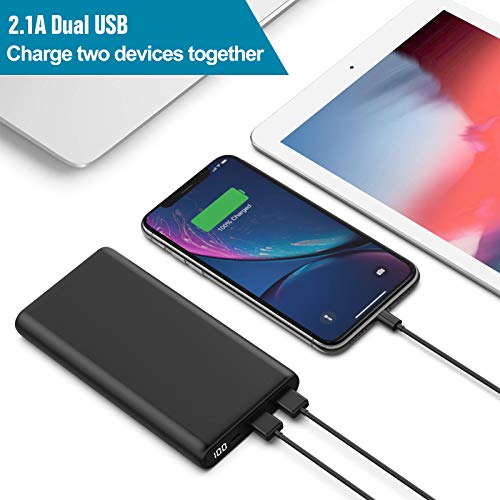 Portable Charger 24800mAh, High Speed Recharging Compact Power Bank LCD Digital Display High Capacity External Battery Pack with Dual USB Port Phone Charger for Smartphone,Android,Tablet & More, Black