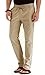 Mr.Zhang Men's Drawstring Casual Beach Trousers Linen Summer Pants Khaki-US 34