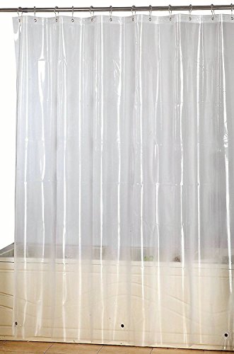 Utopia Home Water-Repellent Antibacterial and Mildew Resistant Fabric 72-Inch-by-72-Inch Shower Curtain, Clear Eva Magnet