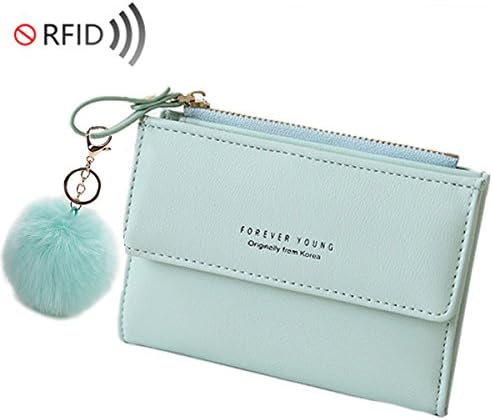 Women's RFID Stops Wallet Cardholder With Zip Wallet Purse Clutch With Keychain