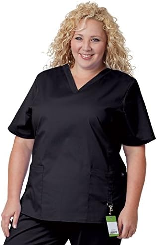 Tafford Uniforms Plus V-Neck D-Ring Top, Black, 2X