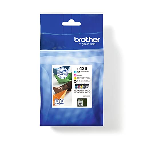 Brother LC-426BK/LC-426C/LC-426M/LC-426Y Inkjet Cartridges, Black/Cyan/Magenta/Yellow,Multi-Pack, Standard Yield, Includes 4 x Inkjet Cartridges, Genuine Supplies