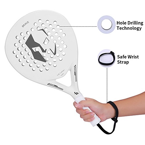 ianoni Tennis Padel Beach Racket Tennis Paddle with Carbon Fiber Face and EVA Memory Foam Core-Used Interchangeably for Paddle（Padel ） and Paddle Tennis (A-PR670) - Thumbnail 3