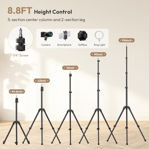 ULANZI T270 Light Stand - 8.8FT/270cm Adjustable Photography Light Stand Tripod, Aluminum Portable Studio Lighting Stand for Softbox, LED Video Light, Reflector, Strobe, Photo Video Photography