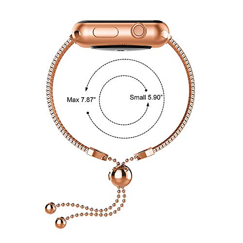 Buyeverything for Apple Watch 40mm Bands - Milanese Stainless Steel Bracelets Replacement Band Adjustbable Metal Wristband Straps Accessories for Apple Watch Series 4 40mm Women Men (Rose Gold)