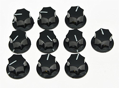 KAISH 10x Black Brass Insert USA Spec 1/4" Large Jazz J Bass Knob Jaguar Mustang Style Knobs