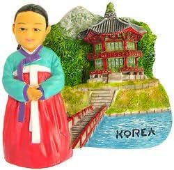 Christmas Gifts Resin Fridge Magnet South Korea. Korean Girl