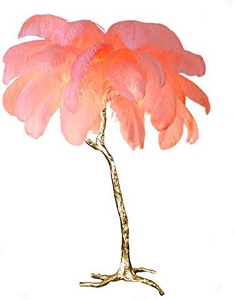 Nordic Luxury Ostrich Feather Led Floor Lamps Modern Copper Stand Light Living Room Hotel Lamp Floor Lighting Standing Lamp,Floor Lamp170CM,Purple