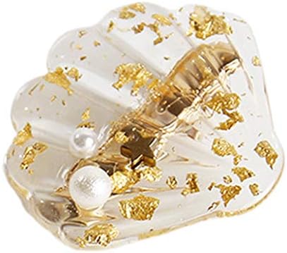Pennyninis 1PC Ocean Style Acetate Duckbill Hair Clip Women Cute Seashell Shape Glitter Foil Sequins Hairpins Faux Pearl Hair Styling Barrettes