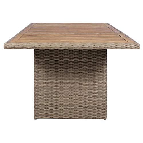 vidaXL Gartenmöbel Set 9-TLG. mit Auflagen Gartengarnitur Sitzgruppe Gartenset Sitzgarnitur Esstisch Gartentisch Stühle Poly Rattan Braun – Bild 6