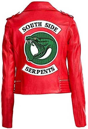 Womens Serpents Gang Red Cheryl Blossom Red Faux Leather Biker Jacket