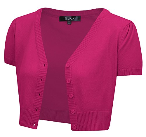 Cap Sleeve Crop Cardigan, 29Colors, Vintage Inspired, Pinup, by Mak MK2137-MAG-L