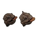 NimaTea Chinese Tea Pet Zisha Lucky Toad Set (Male and Female Money Toad), Traditional Handmade Money Frog Decoration on Your KungFu Tray, Kept by Tea Lovers for Prosperity and Good Luck