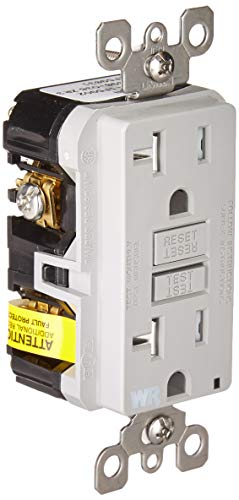 Leviton GFWT2-GY Self-Test SmartlockPro Slim GFCI Weather-Resistant and Tamper-Resistant Receptacle with LED Indicator, 20 Amp, Grey