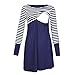Women Striped Patchwork Nursing Midi Dress,Crytech Maternity Double Layer Round Neck Side Ruched Pregnancy Sleepwear Nightgown for Breastfeeding Convertible Hospital Delivery Gown (Small, Navy)thumb 1