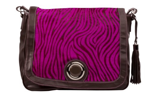 Kalencom Madonna Messenger Bag, Zebra Black/Hot Pink