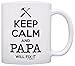ThisWear Father's Day Gift Keep Calm Papa Will Fix It Birthday Gift Grandpa Papa 11oz Ceramic Coffee Mug with Handle