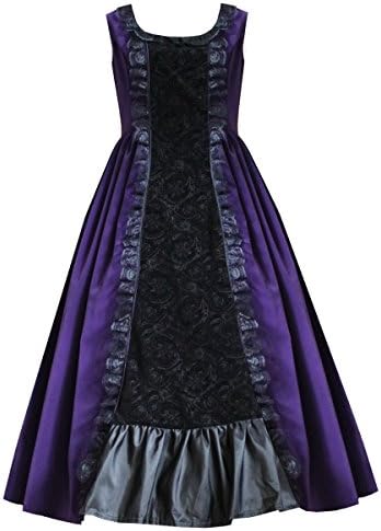 Victorian Valentine Steampunk Gothic Civil War Women's Velvet Gown (S, Purple)