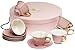 Classic Coffee & Tea Inside Out Heart Cups & Saucers, Set of 6, Pink/Gold, 6.5 Oz.