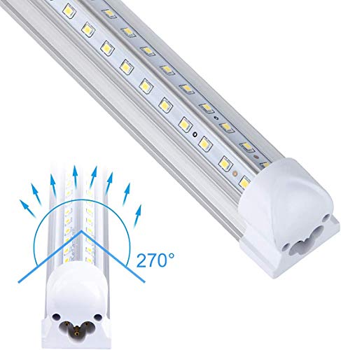 T8 1FT 3FT LED V Shape Integrated Tube Lights 5000k-6000k, Transparent Cover Utility Shop Light, Ceiling and Under Cabinet Light,for Garage,Warehouse,Plug and Play (6000k, 1-Pack)