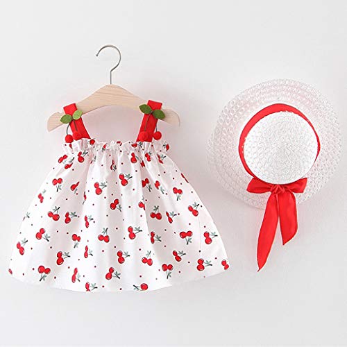Kids Toddler Baby Girls Summer Dress Outfits Ruffle Strap Floral Print Skirt Sunsuit Beachwear Clothes 12M-3Y Red
