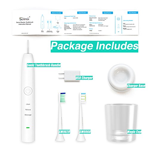 Sonimart Rechargeable Sonic Toothbrush Compatible with Philips Sonicare DiamondClean and ProResults HX9332 HX9352 HX6253 HX6511 HX6730 HX6750 HX6930 HX6932 HX6942 HX6932 HX6911