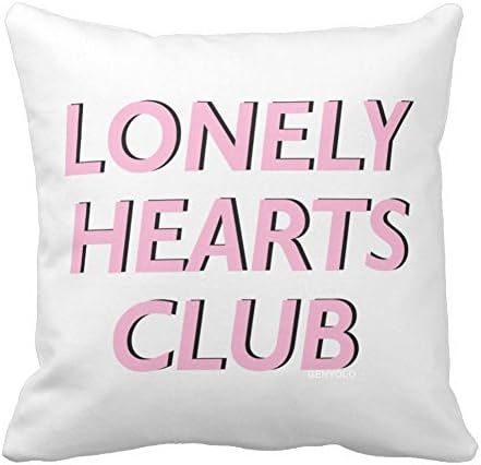 GENYOLO Lonely Hearts Club Pillow. Pastel Soft Grunge Aesthetic Room Decor (White, 16x16 Full Pillow)