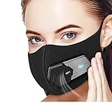 Half Face Mouth Mask with Valve Filter,Electric Respirator for Air Purifying, Dust proof Masks Washable For Gardening, Travel, Sports Resist Dusts,Germs,Allergies,PM2.5,Pollution,Ash,Pollen (Black)