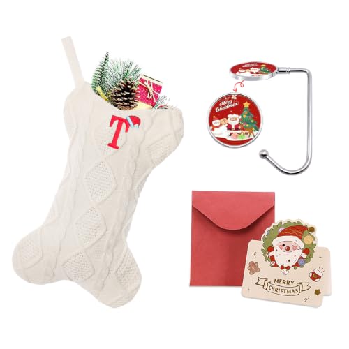 Ulico Dog Stocking Christmas with Initials,Bone Shape Pet Stocking with Embroidered Letters,Knit Monogram Christmas Stocking for Dogs Cats,Xmas Stockings for Pets (White T) at Amazon