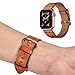 CINORS Leather Band Compatible Replacement for Apple iWatch 41mm 40mm 38mm Women Genuine Brown Leather Bands Wrist Strap with Rose Gold Buckle Replacement for Apple Watch Series 7 6 5 4 3 2 1 SE