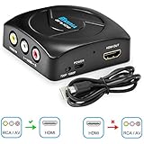 RCA to HDMI Converter, KUYIA 1080P Mini RCA Composite CVBS AV to HDMI Video Audio Adapter with USB Charge Cable Supporting PAL/NTSC for PC TV STB Xbox Wii PS4 PS3 VHS VCR Camera Nintendo N64 (Black)
