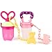 UniBetter Baby Food Feeder Pacifier 2 PCs Pacifier Clips 2 PCs Baby Feeding Spoons 3 PCs Replacement Silicone Pouches Baby Fruit Teething Toys for Toddlers Infant (Pink Set)