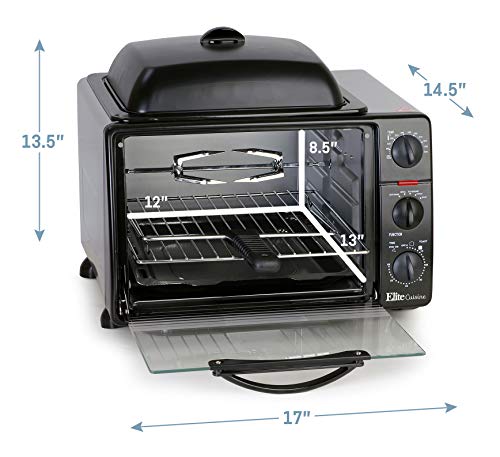 Maxi-Matic ERO-2008S Countertop Toaster Oven with Top Grill & Griddle Rotisserie, Bake, Grill, Broil, Roast, Toast, Keep Warm, 23L Capacity, fits a 12" Pizza, 6-Slice, Black Maxi-Matic ERO-2008S Countertop Toaster Oven with Top Grill & Griddle Rotisserie, Bake, Grill, Broil, Roast, Toast, Keep Warm, 23L Capacity, fits a 12" Pizza, 6-Slice, Black