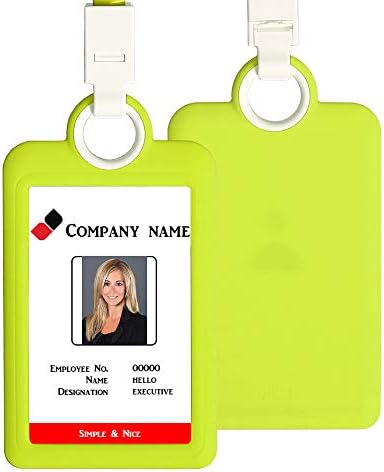 Badge Holder ID Silicon Card Holder Vertical with Lanyard Neck Strap Heavy Duty ID Card Business Card Offices Supplies (Green)